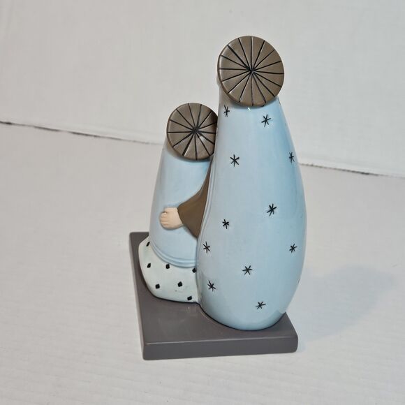 PartyLite Ceramic Nativity Joseph, Mary and Jesus Tea Light Candle -Teal Blue - Picture 3 of 9